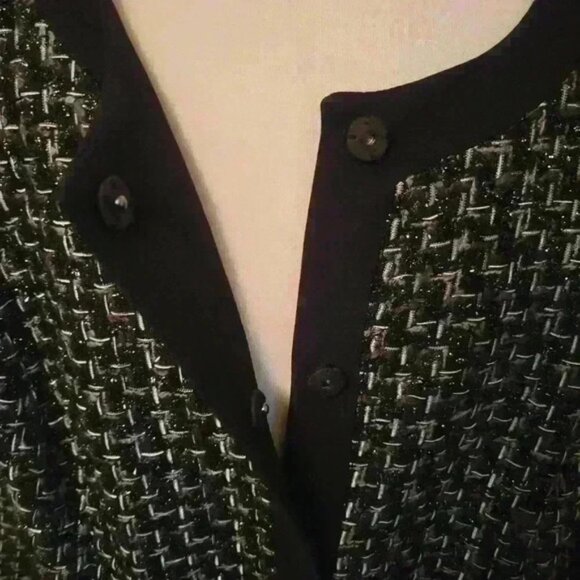 Peter Nygard Wool Blend Tweed Black & Silver Lined Blazer Jacket Coat Size 18 - Picture 5 of 8